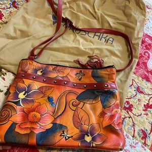 Anushka hand painted leather cross body